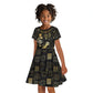 Egyptian God Thoth Kid Short Sleeve Dress Ancient Mythology Ibis Wisdom Hieroglyphic