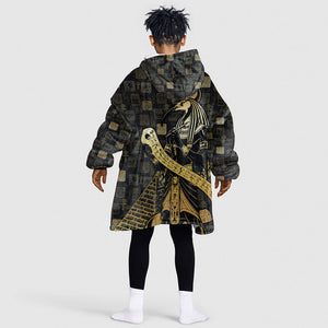Egyptian God Thoth Kid Wearable Blanket Hoodie Ancient Mythology Ibis Wisdom Hieroglyphic