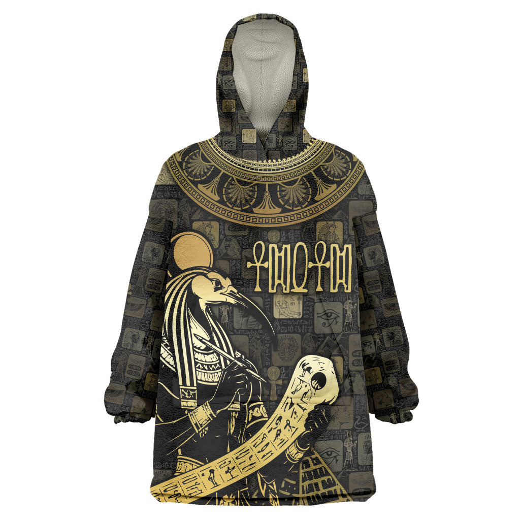 Egyptian God Thoth Kid Wearable Blanket Hoodie Ancient Mythology Ibis Wisdom Hieroglyphic