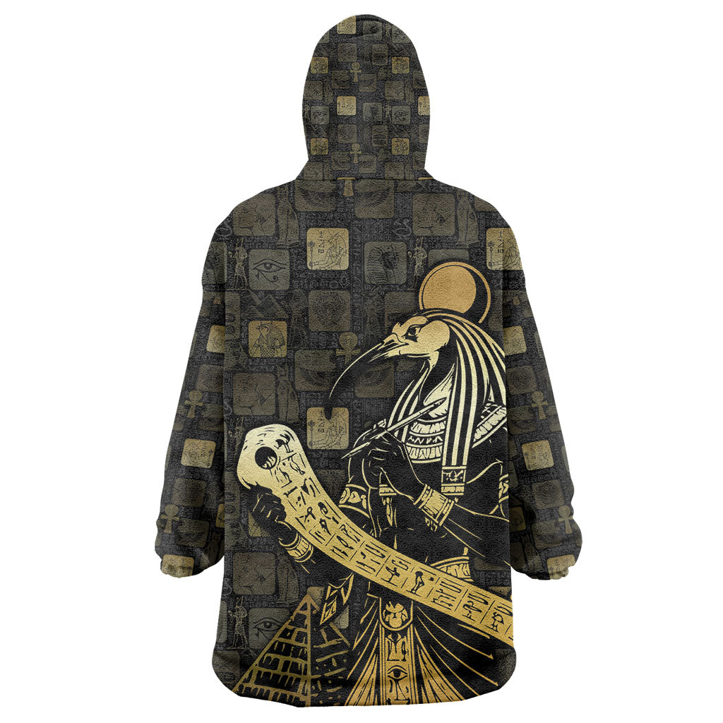 Egyptian God Thoth Kid Wearable Blanket Hoodie Ancient Mythology Ibis Wisdom Hieroglyphic