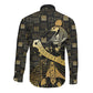 Egyptian God Thoth Long Sleeve Button Shirt Ancient Mythology Ibis Wisdom Hieroglyphic