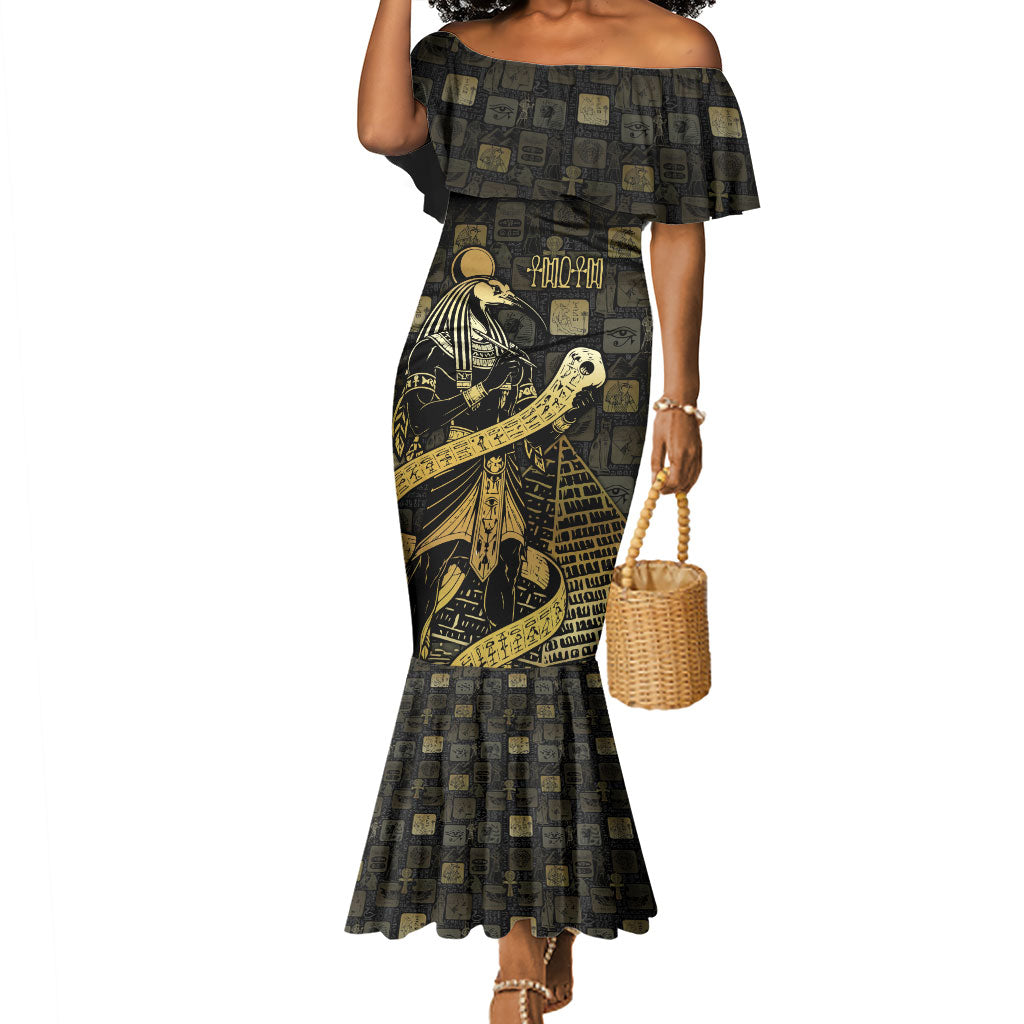 Egyptian God Thoth Mermaid Dress Ancient Mythology Ibis Wisdom Hieroglyphic