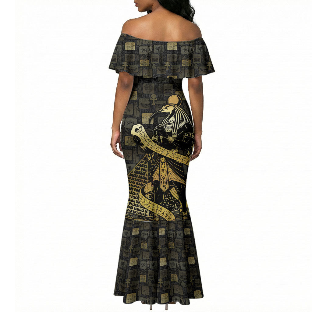 Egyptian God Thoth Mermaid Dress Ancient Mythology Ibis Wisdom Hieroglyphic