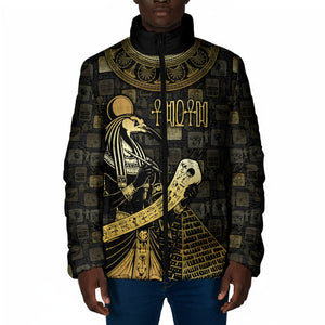Egyptian God Thoth Padded Jacket Ancient Mythology Ibis Wisdom Hieroglyphic