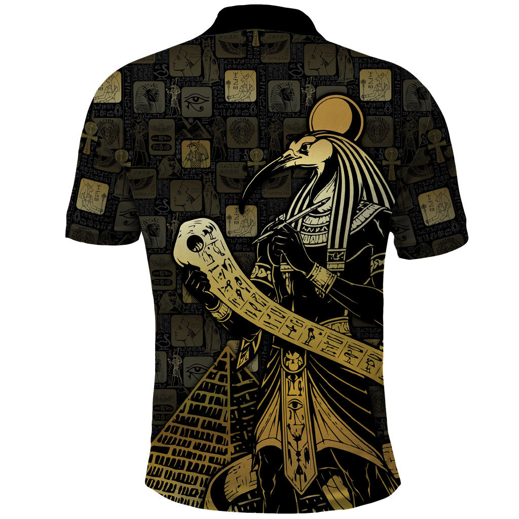 Egyptian God Thoth Polo Shirt Ancient Mythology Ibis Wisdom Hieroglyphic