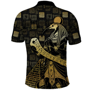 Egyptian God Thoth Polo Shirt Ancient Mythology Ibis Wisdom Hieroglyphic