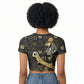 Egyptian God Thoth Raglan Cropped T shirt Ancient Mythology Ibis Wisdom Hieroglyphic