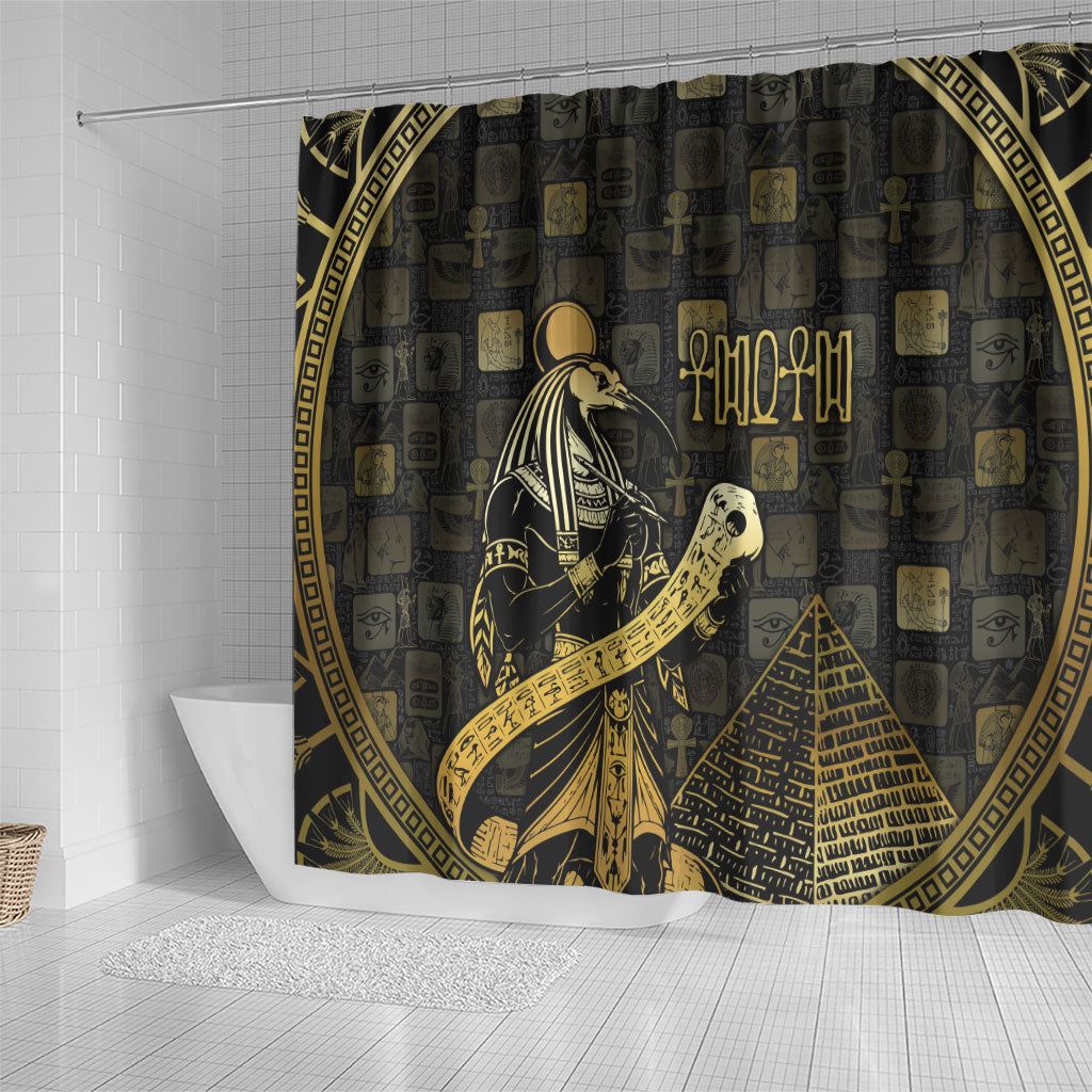 Egyptian God Thoth Shower Curtain Ancient Mythology Ibis Wisdom Hieroglyphic