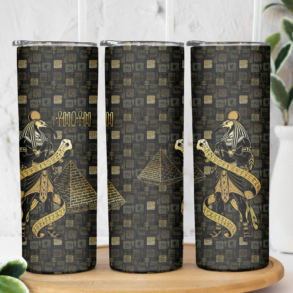 Egyptian God Thoth Skinny Tumbler Ancient Mythology Ibis Wisdom Hieroglyphic