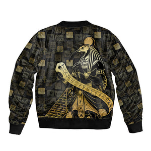 Egyptian God Thoth Sleeve Zip Bomber Jacket Ancient Mythology Ibis Wisdom Hieroglyphic