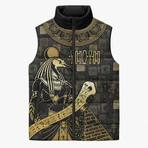 Egyptian God Thoth Sleeveless Puffer Jacket Ancient Mythology Ibis Wisdom Hieroglyphic