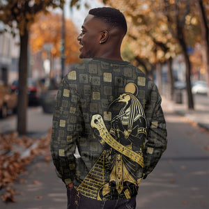 Egyptian God Thoth Sweatshirt Ancient Mythology Ibis Wisdom Hieroglyphic