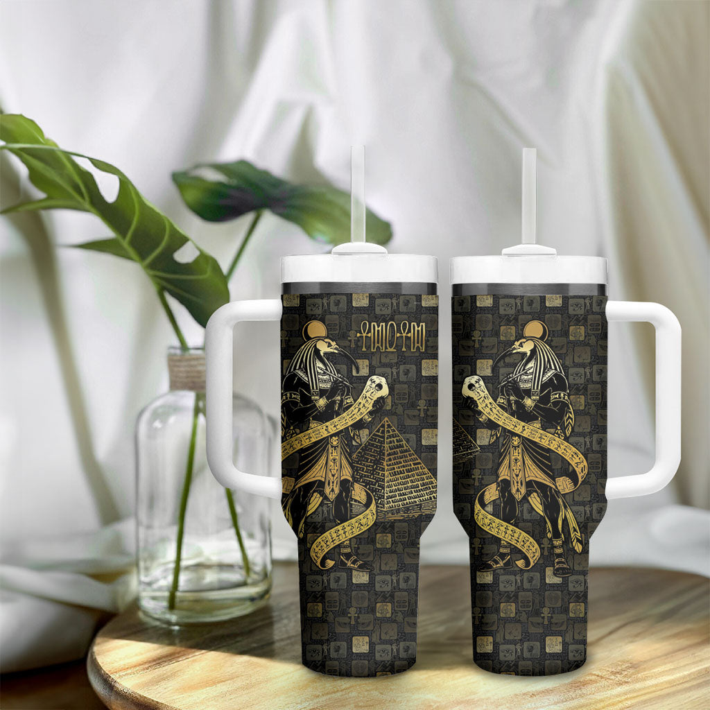 Egyptian God Thoth Tumbler With Handle Ancient Mythology Ibis Wisdom Hieroglyphic