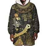 Egyptian God Thoth Wearable Blanket Hoodie Ancient Mythology Ibis Wisdom Hieroglyphic