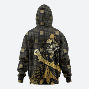 Egyptian God Thoth Zip Hoodie Ancient Mythology Ibis Wisdom Hieroglyphic