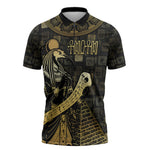 Egyptian God Thoth Zipper Polo Shirt Ancient Mythology Ibis Wisdom Hieroglyphic
