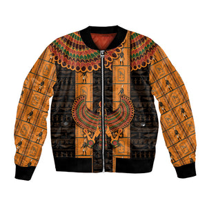 Egyptian God Horus Bomber Jacket Ancient Mythology Falcon Hieroglyphic Patterns