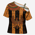 Egyptian God Horus Cross Shoulder Shirt Ancient Mythology Falcon Hieroglyphic Patterns