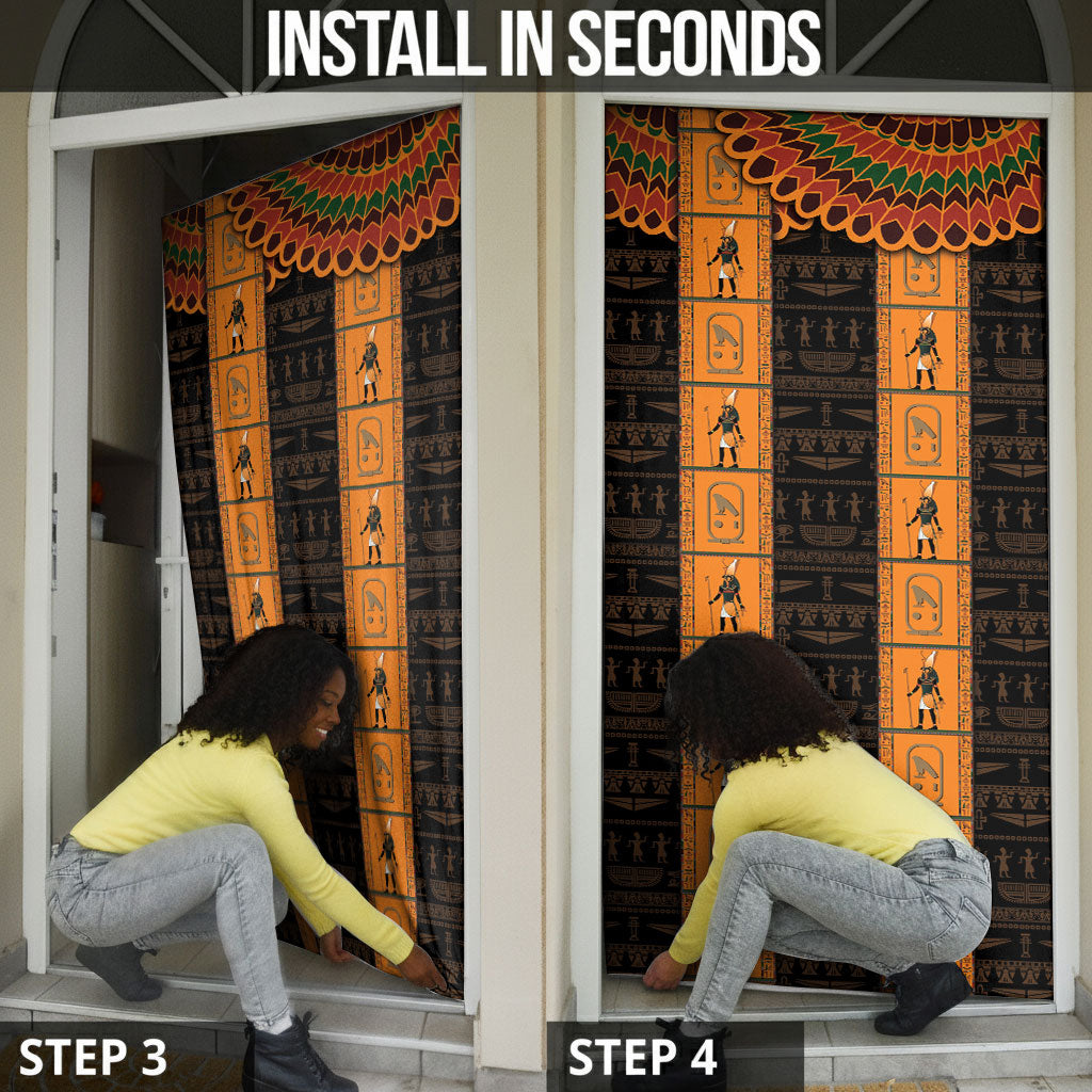 Egyptian God Horus Door Cover Ancient Mythology Falcon Hieroglyphic Patterns