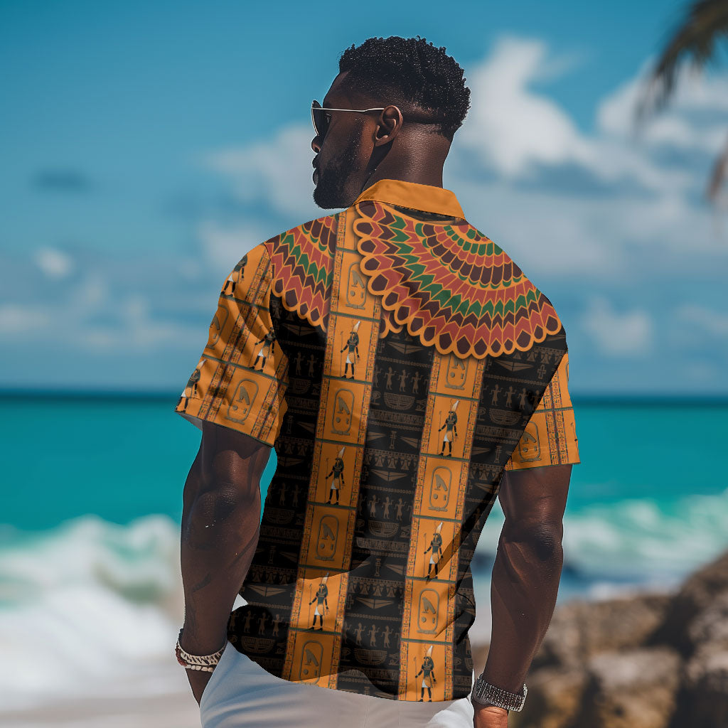 Egyptian God Horus Hawaiian Shirt Ancient Mythology Falcon Hieroglyphic Patterns