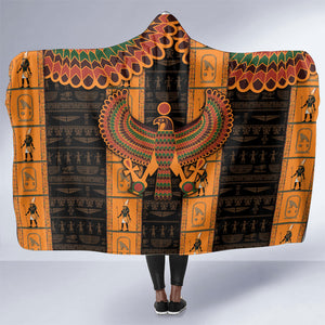 Egyptian God Horus Hooded Blanket Ancient Mythology Falcon Hieroglyphic Patterns