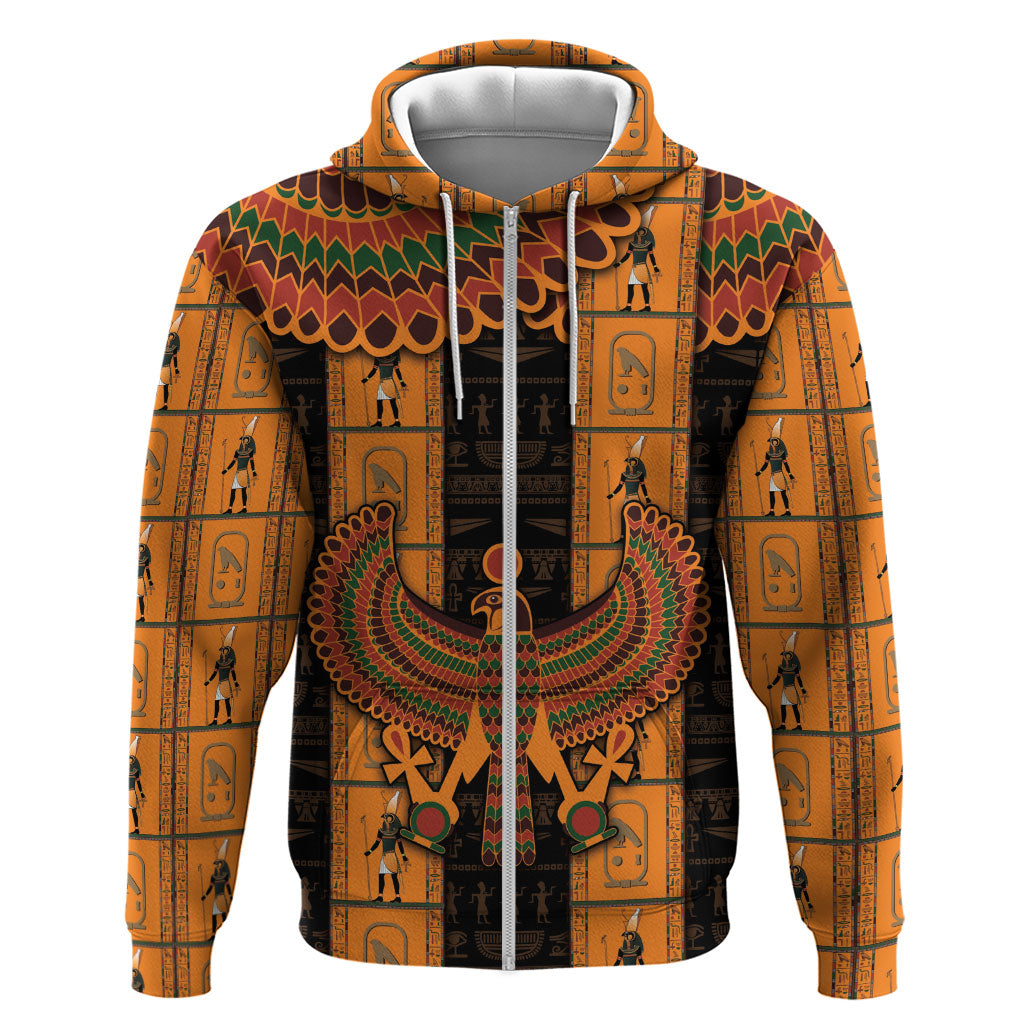 Egyptian God Horus Hoodie Ancient Mythology Falcon Hieroglyphic Patterns
