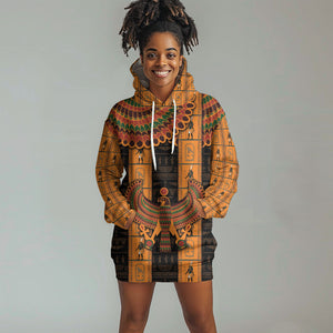 Egyptian God Horus Hoodie Dress Ancient Mythology Falcon Hieroglyphic Patterns