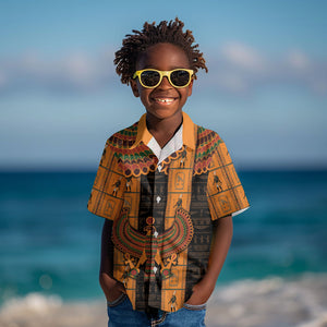 Egyptian God Horus Kid Hawaiian Shirt Ancient Mythology Falcon Hieroglyphic Patterns