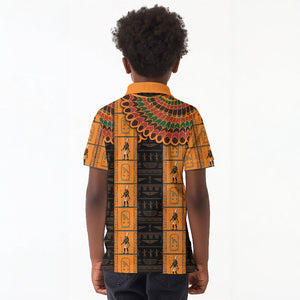 Egyptian God Horus Kid Polo Shirt Ancient Mythology Falcon Hieroglyphic Patterns