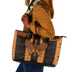 Egyptian God Horus Leather Tote Bag Ancient Mythology Falcon Hieroglyphic Patterns
