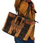 Egyptian God Horus Leather Tote Bag Ancient Mythology Falcon Hieroglyphic Patterns