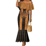 Egyptian God Horus Mermaid Dress Ancient Mythology Falcon Hieroglyphic Patterns