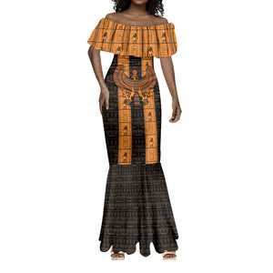 Egyptian God Horus Mermaid Dress Ancient Mythology Falcon Hieroglyphic Patterns