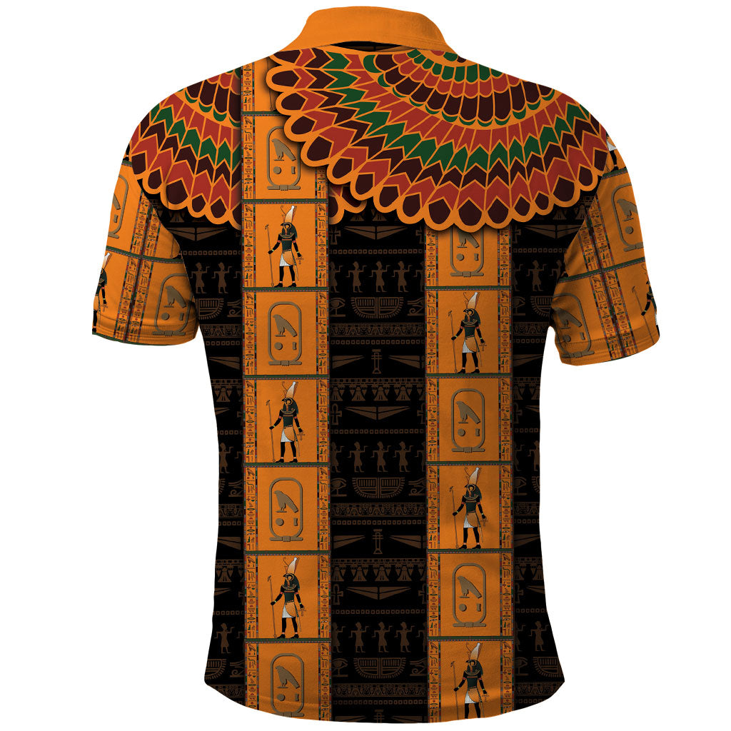 Egyptian God Horus Polo Shirt Ancient Mythology Falcon Hieroglyphic Patterns