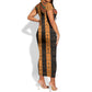 Egyptian God Horus Short Sleeve Bodycon Dress Ancient Mythology Falcon Hieroglyphic Patterns