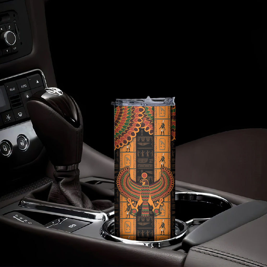 Egyptian God Horus Skinny Tumbler Ancient Mythology Falcon Hieroglyphic Patterns