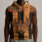 Egyptian God Horus Sleeveless Hoodie Ancient Mythology Falcon Hieroglyphic Patterns