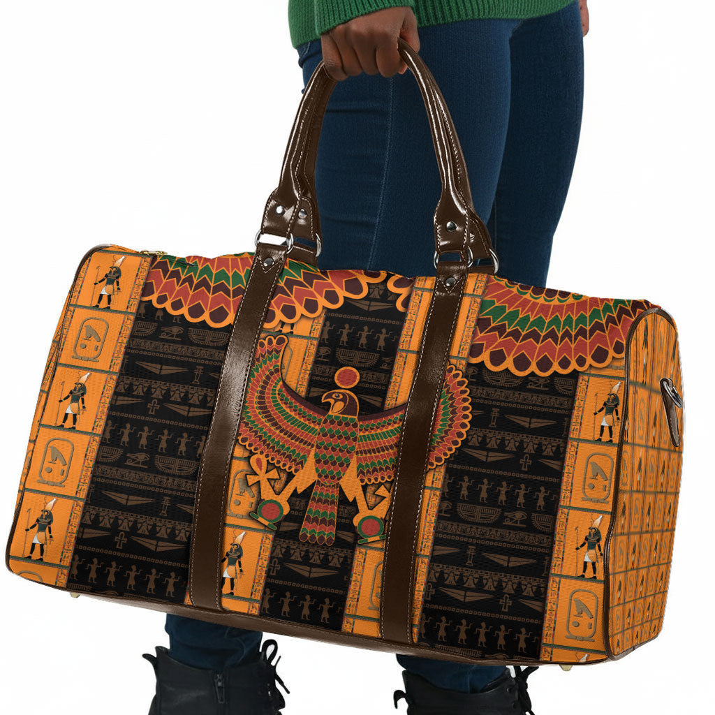 Egyptian God Horus Travel Bag Ancient Mythology Falcon Hieroglyphic Patterns