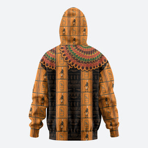 Egyptian God Horus Zip Hoodie Ancient Mythology Falcon Hieroglyphic Patterns
