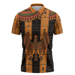 Egyptian God Horus Zipper Polo Shirt Ancient Mythology Falcon Hieroglyphic Patterns