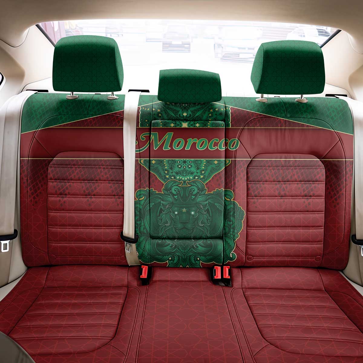 Morocco Back Car Seat Cover Royal Lion Islam Patterns - African Pride