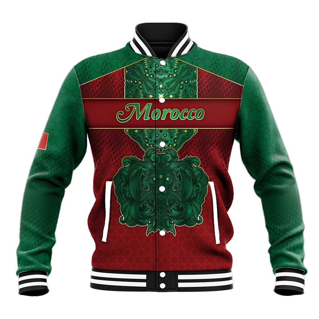 Personalized Morocco Baseball Jacket Royal Lion Islam Patterns - African Pride