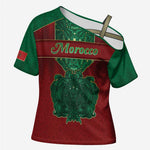 Personalized Morocco Cross Shoulder Shirt Royal Lion Islam Patterns - African Pride