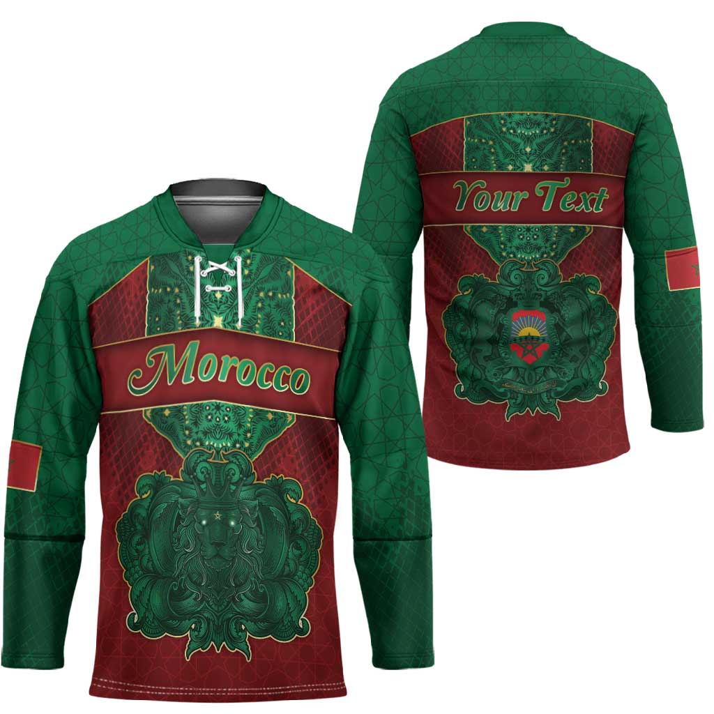 Personalized Morocco Hockey Jersey Royal Lion Islam Patterns - African Pride