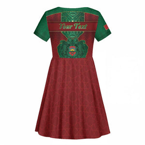 Personalized Morocco Kid Short Sleeve Dress Royal Lion Islam Patterns - African Pride