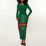 Personalized Morocco Long Sleeve Bodycon Dress Royal Lion Islam Patterns - African Pride