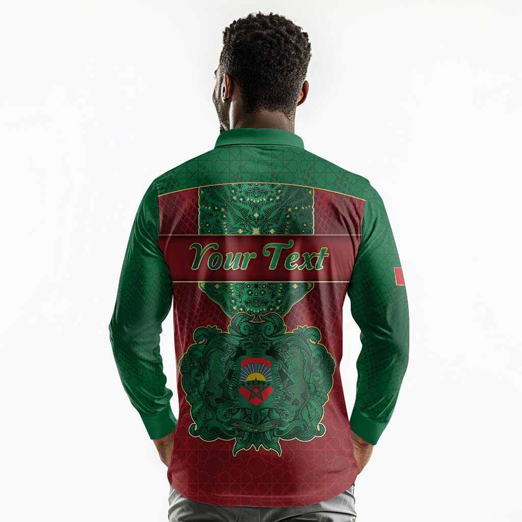 Personalized Morocco Long Sleeve Polo Shirt Royal Lion Islam Patterns - African Pride