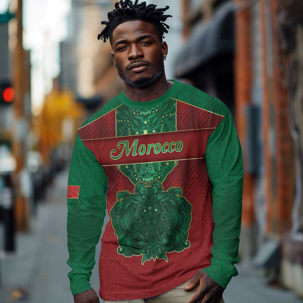 Personalized Morocco Long Sleeve Shirt Royal Lion Islam Patterns - African Pride