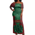 Personalized Morocco Off Shoulder Maxi Dress Royal Lion Islam Patterns - African Pride