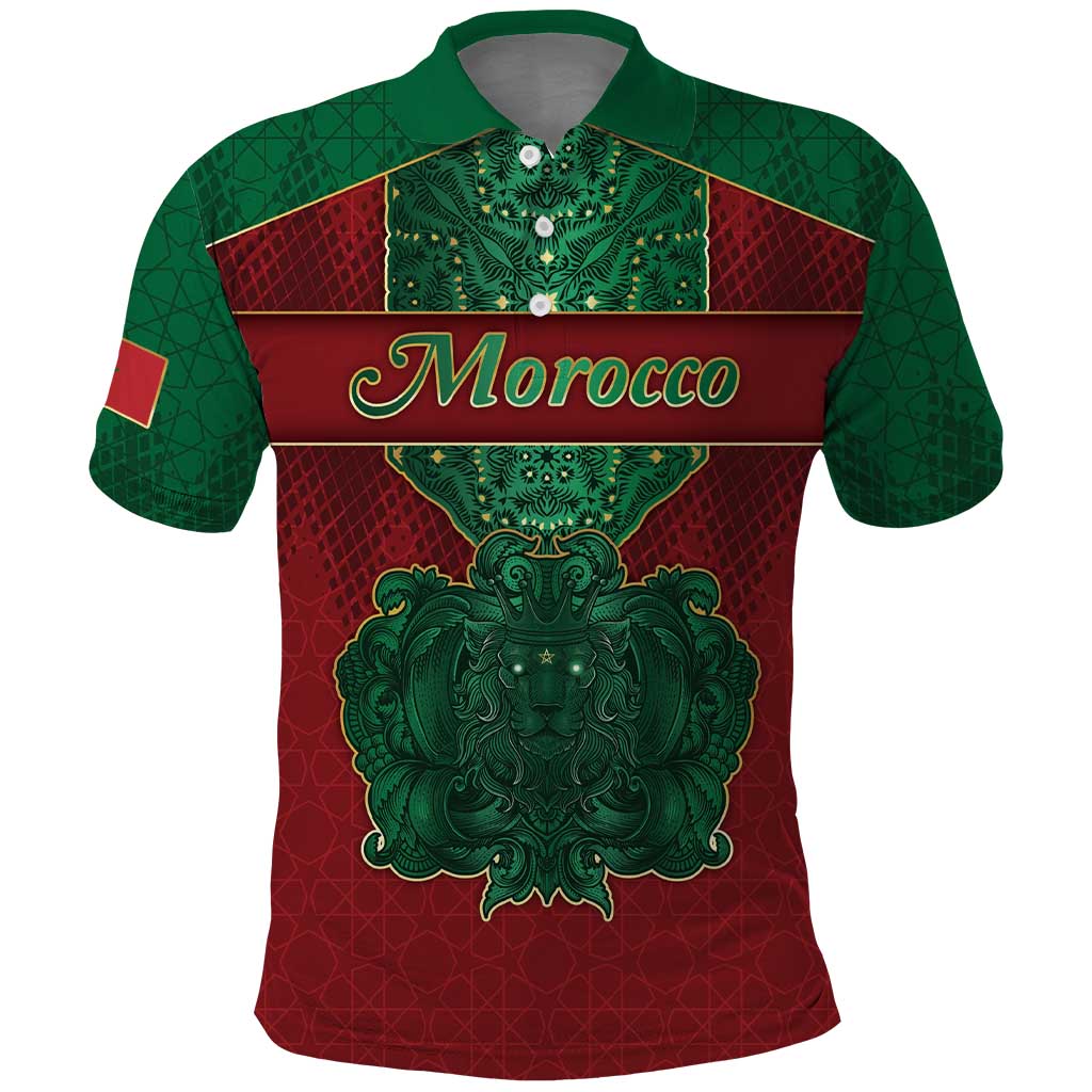 Personalized Morocco Polo Shirt Royal Lion Islam Patterns - African Pride